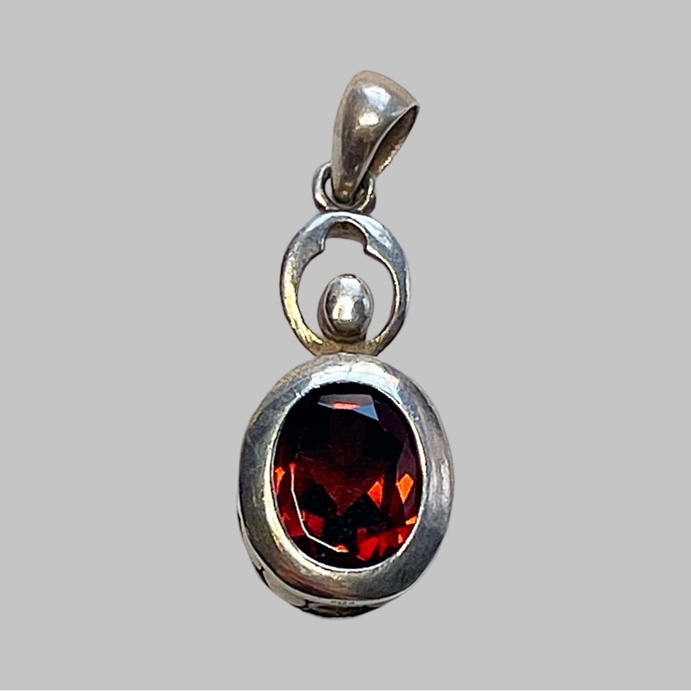 Elegant Silver and Red Garnet Pendant!